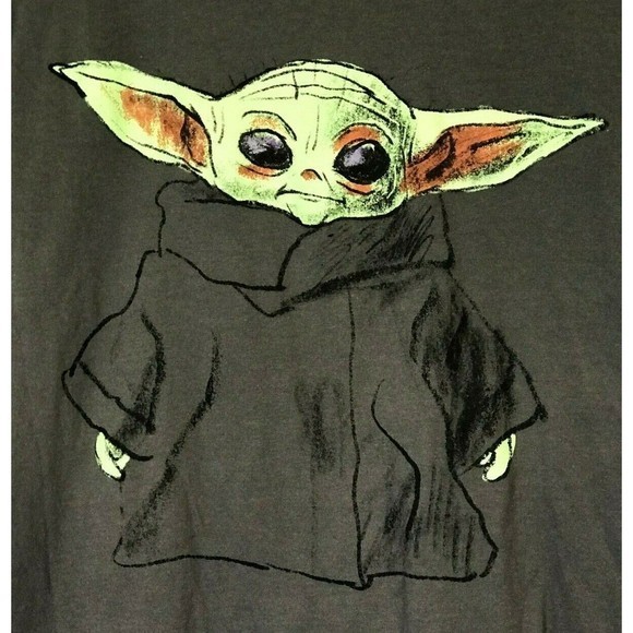 Star Wars Mandalorian The Child Baby Yoda Grogu Tee‎ Gray Mad Engine T-Shirt XL - Picture 1 of 5